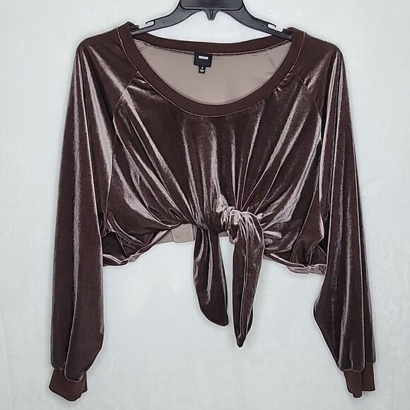 Nude Velour Crop Top Size Small - Picture 1 of 9
